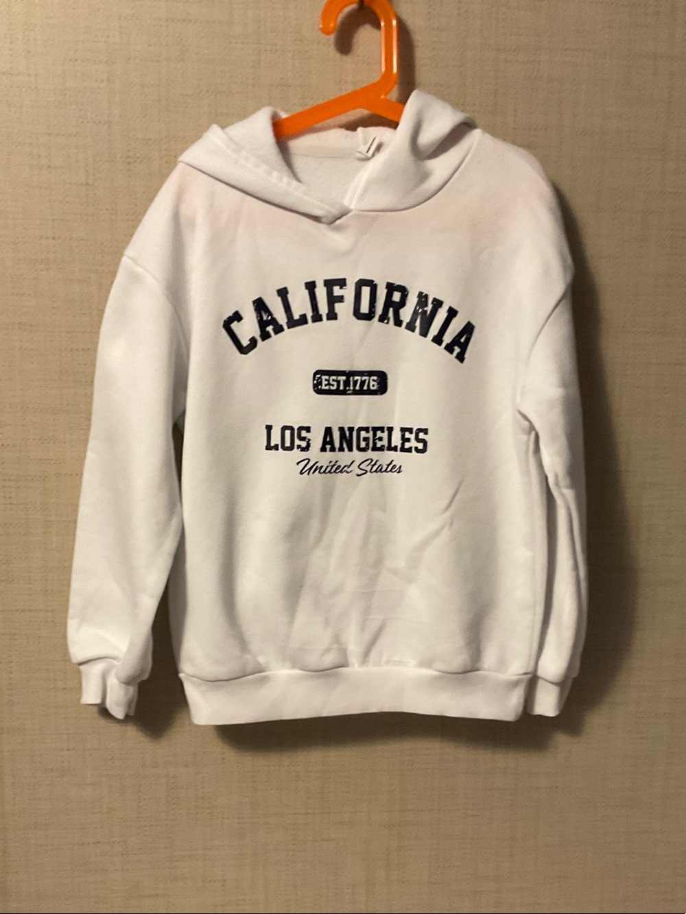SHEIN White California Los Angeles Hooded Sweatshirt